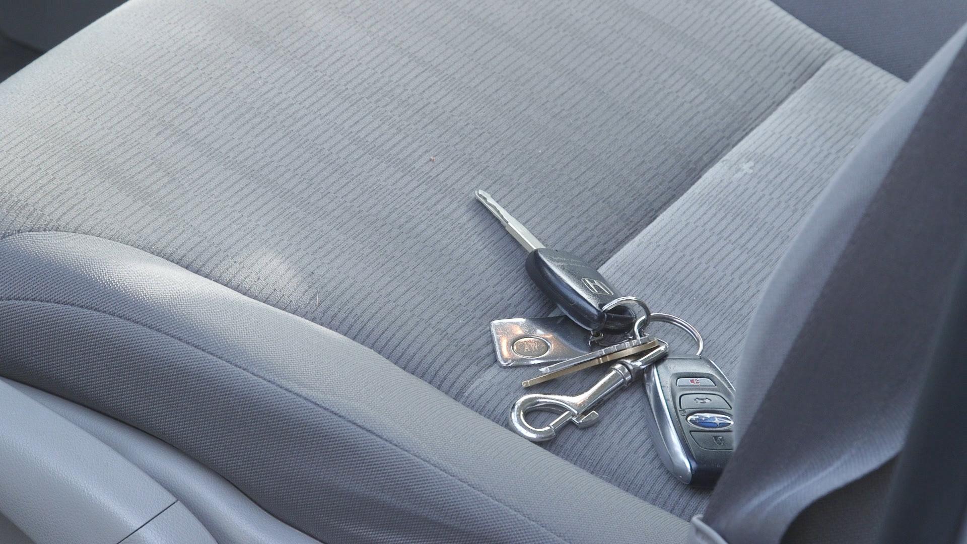 Keys on car seat